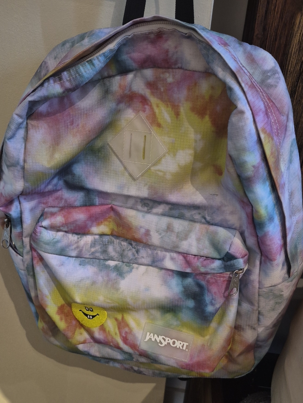 Jansport Pastel Tie-Dye Backpack in Yellow, Pink, Blue
